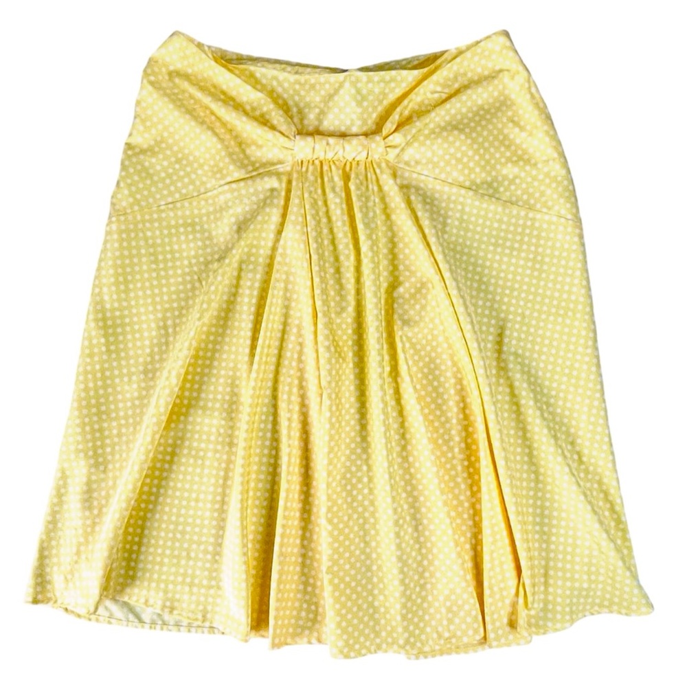 J Peterman Co. of New York Yellow with White Polka Dot Lined Skirt Sz12